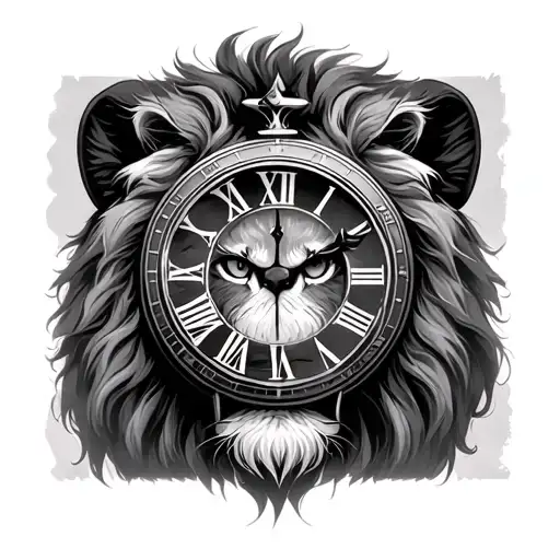 Lion With Clock Instead Of An Eye To Put The Birth Time Of My Son