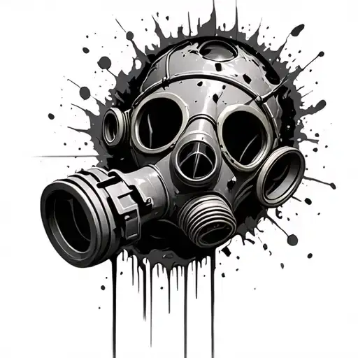 Chernobyl Gas Mask Destroyed Black And White Realistic