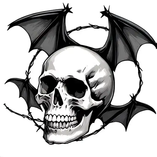Skull Barbed Wire Bats