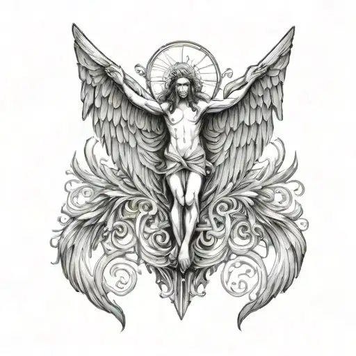 Crucified Angel Abstract Wings