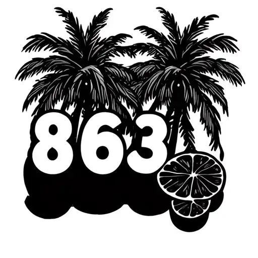 Area Code 863 Florida Outline Palm Trees And Oranges