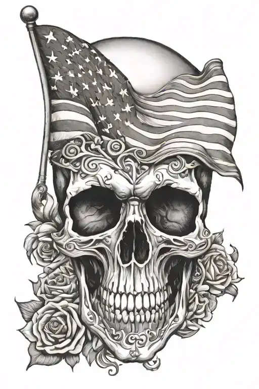 Momento Mori Skull Incorporating The American Flag