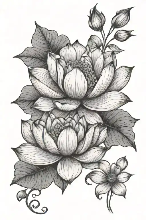Lotus And Rose Flower