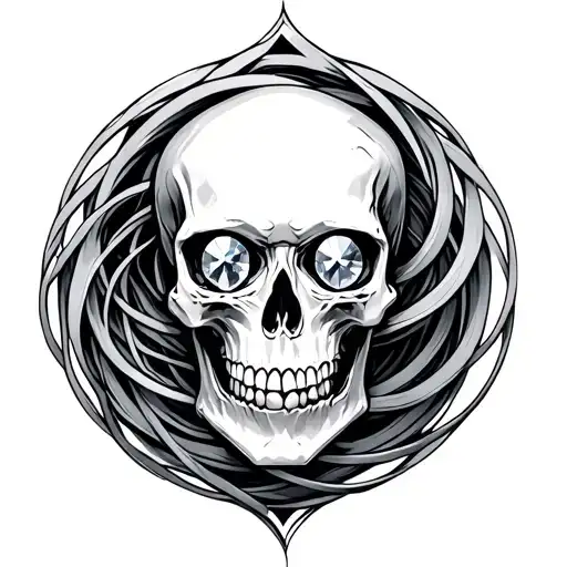 A Skull With Diamond Eyes Transcending Encircled By A Torus