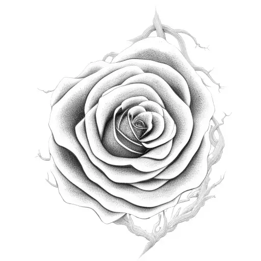 Long Dead Vine That Grows Into A Blooming Rose