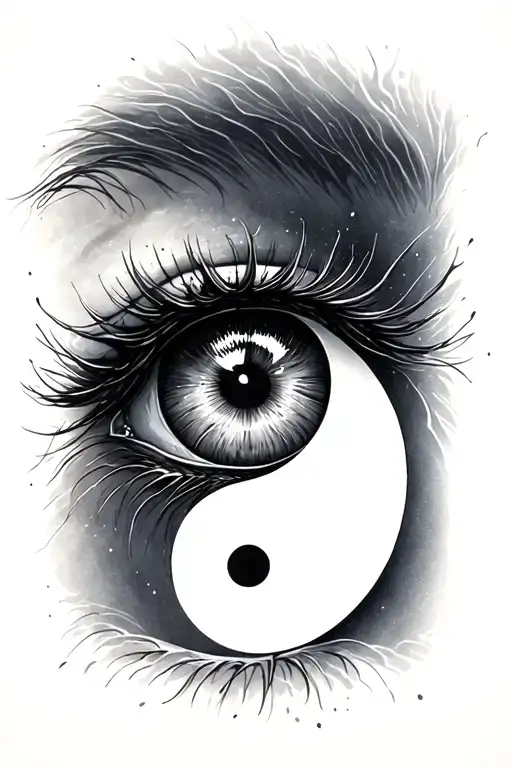 Realistic Eye And Yin Yang