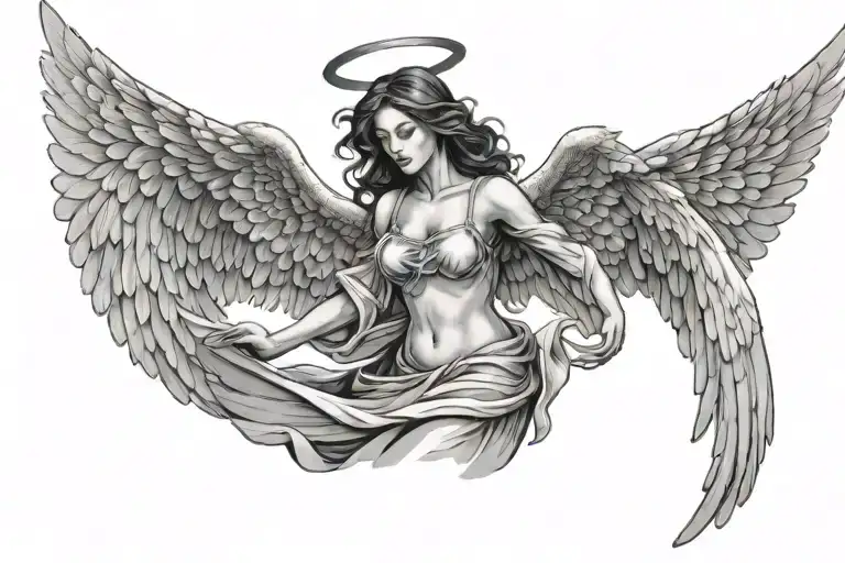 Angel Woman Spreading Wings