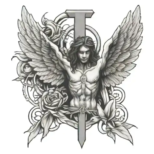 Crucified Angel Cyber Sigilism Wings