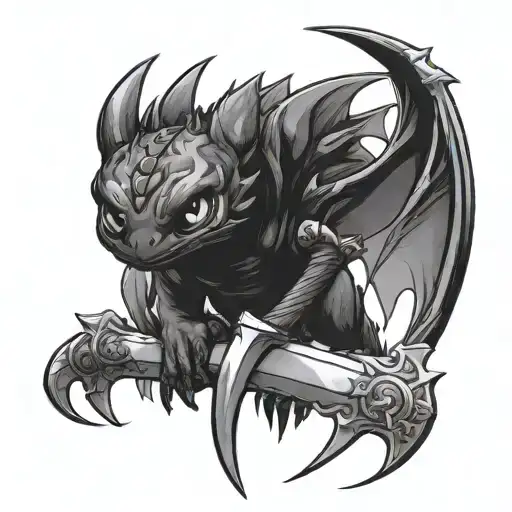 Toothless Wrapped Around A Sword