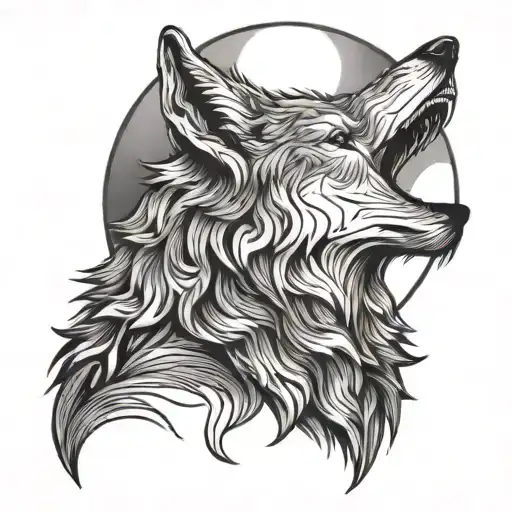 Heulender Wolf Howling Moon