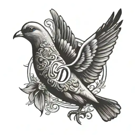 Initials Dh And A Dove