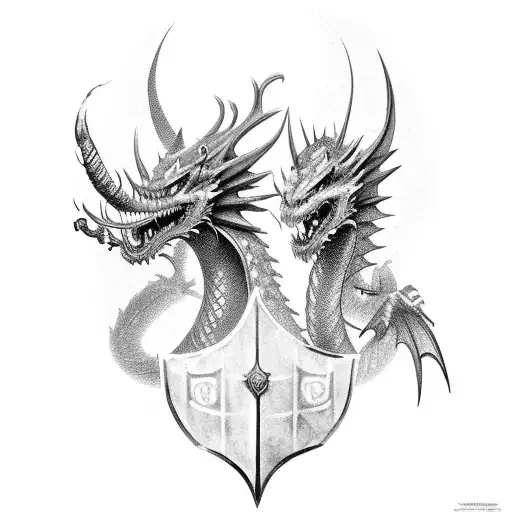 Dragon And Knight Protecting Castle