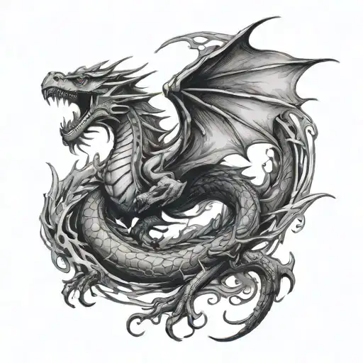 Mystical Dragon Flying Away