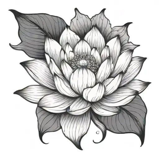 Lotus Flower With Color Tattoo Design