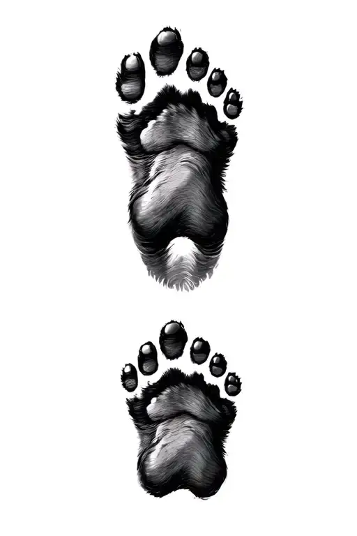 Paw Print And Foot Prints