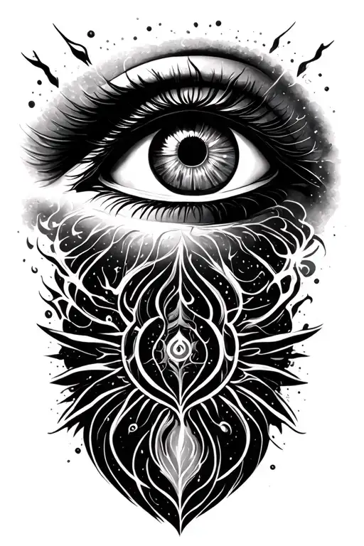 All Seeing Eye Surrounded By Energy And Karma