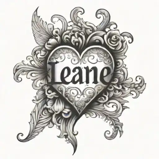 The Word 'Leanne' Engraved Into A Heart