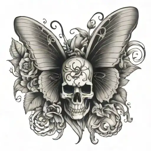 Skull Butterfly Wings Heart