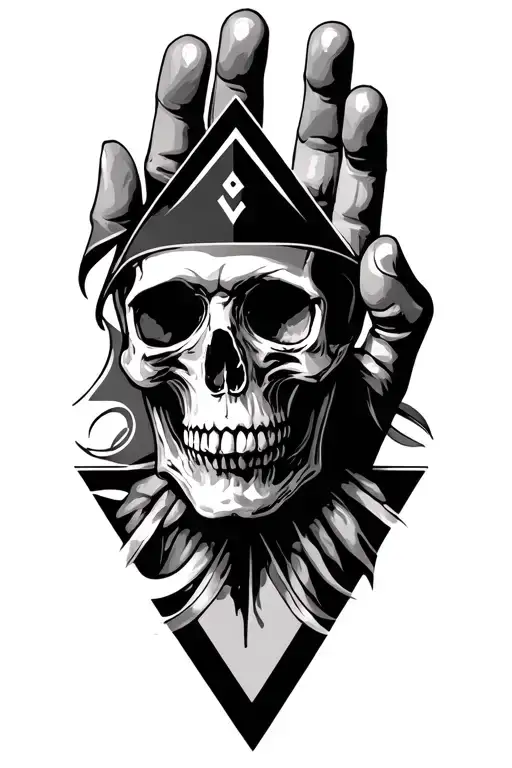 Skull On Hand With A Triangle Shape