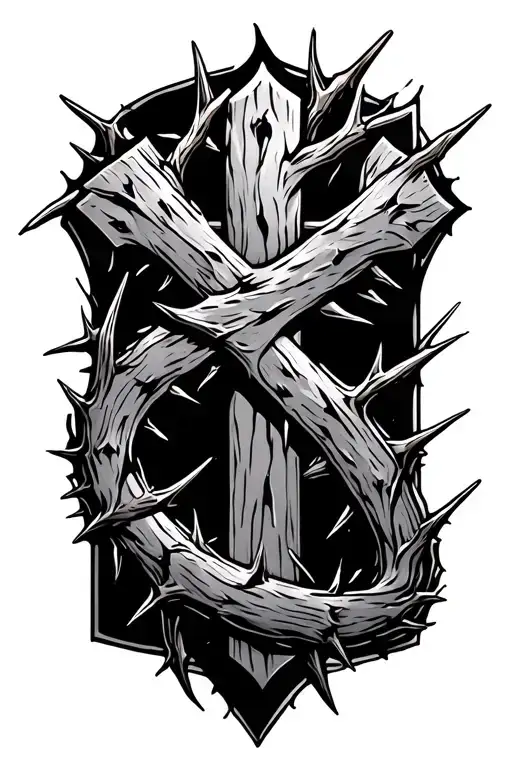 Rugged Cross With Thorns Wrapping