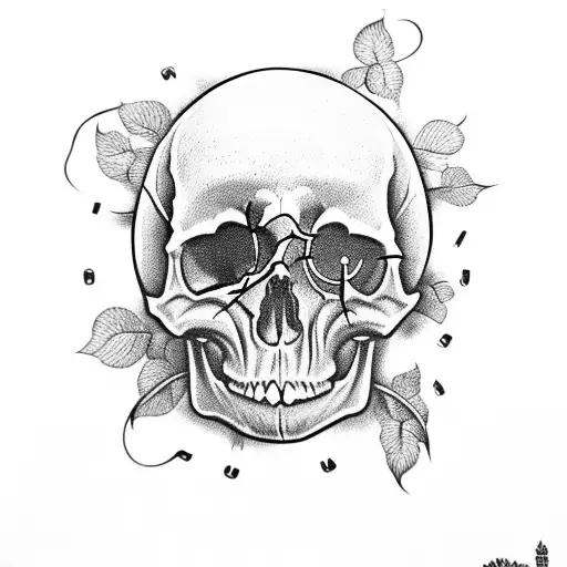 Skull With Clockwork And Vines