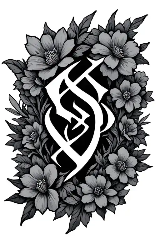 Skyrim Game Logo Surrounded By Flowers Intertwined