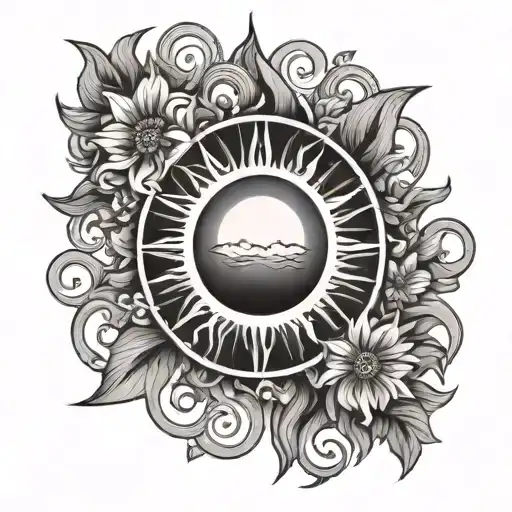 A Sun With Flowers Surrounding