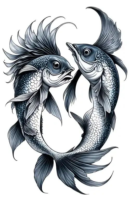 Pisces Male & Female Couple Tattoo Design