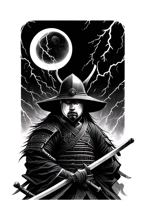 Lightning That Falls On A Samurai While Seeing An Eclipse