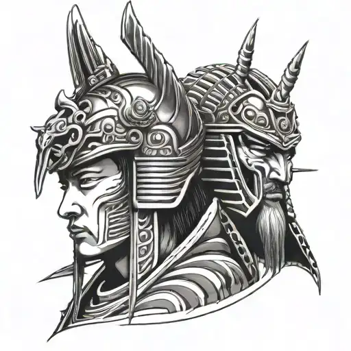 Samurai Facing A Pharaoh Crown