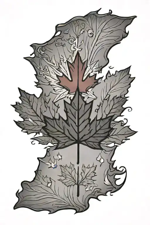 Canada Flag Tattoo In The Shape Of The Country Of Canada