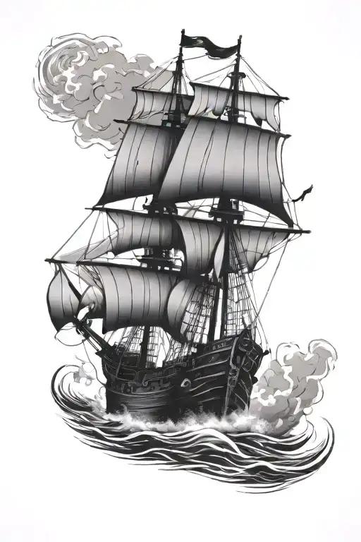 Pirate Ship On Rough Seas