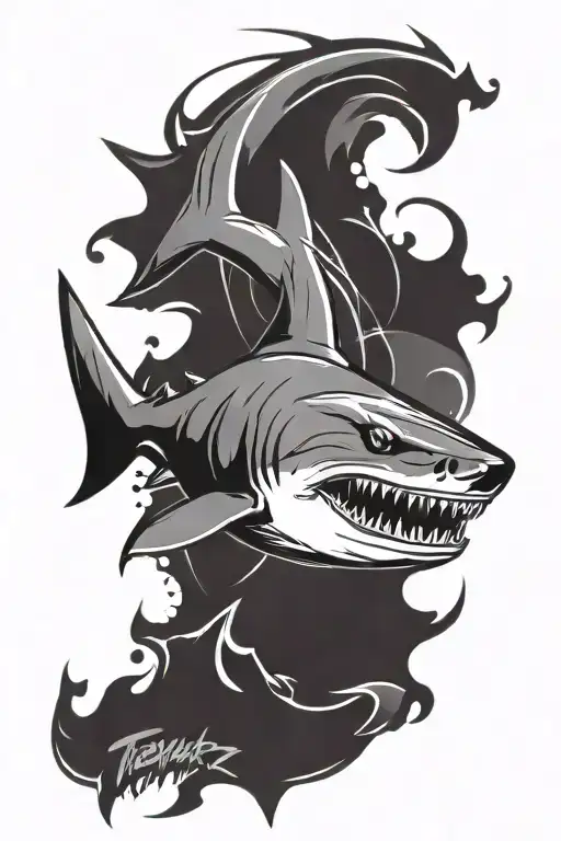 Strong Shark Graffiti Style With The Name Taysharkz In Graffiti Font