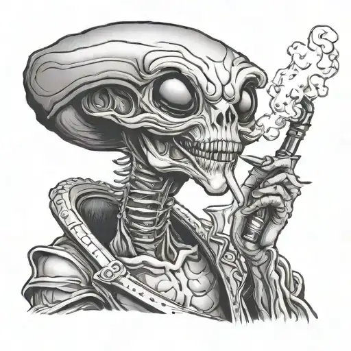 Alien Smoking A Pipe