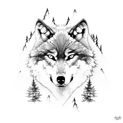 Wolf Trees And Mountains