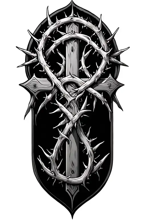 Thorns Around A Cross Surrounded