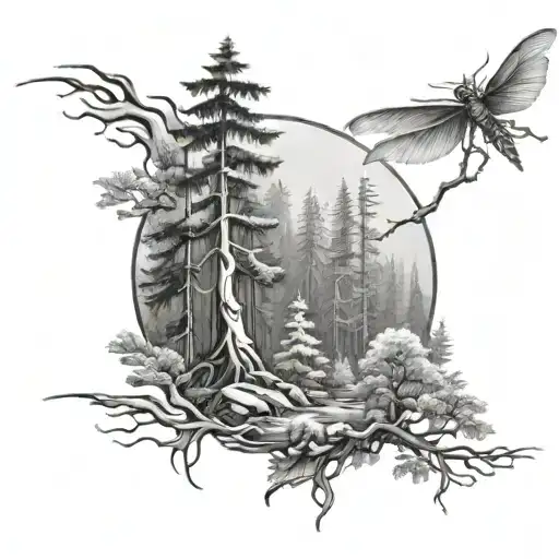 Forest On The Wrist From Which A Dragon Flies Out