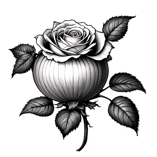 Rose Growing From An Onion