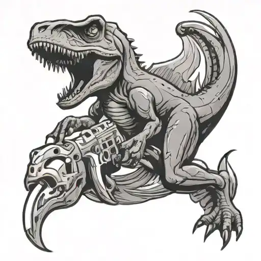 Cartoon Trex Holding M4