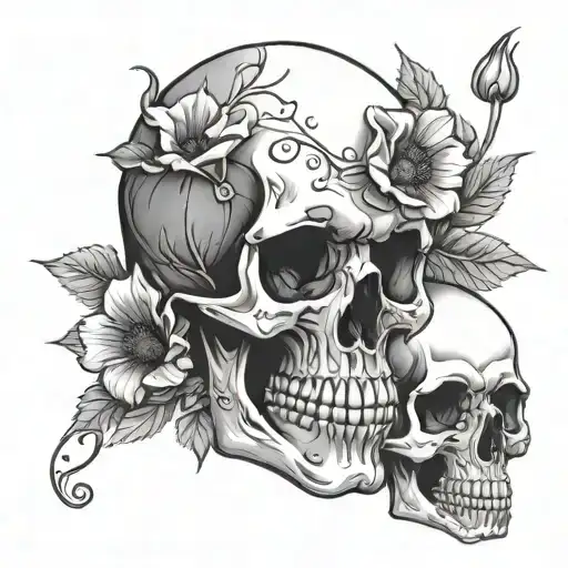 Skull With Poppys