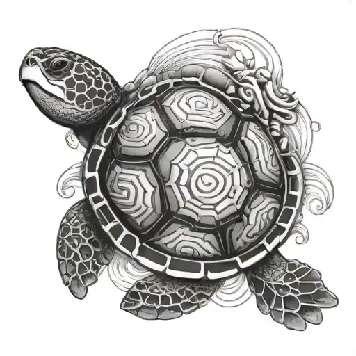 An Aquarius Zodiac Sign On The Shell Of A Turtle