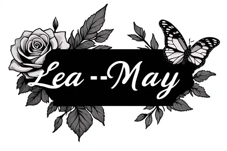 Rose And Butterfly Wings With The Name Lea-may