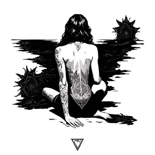 Back Of A Women Sitting On Her Knees Tarot Card