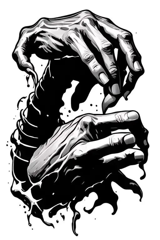 Rib Tattoo Of Someone Grabbing There Hand Falling