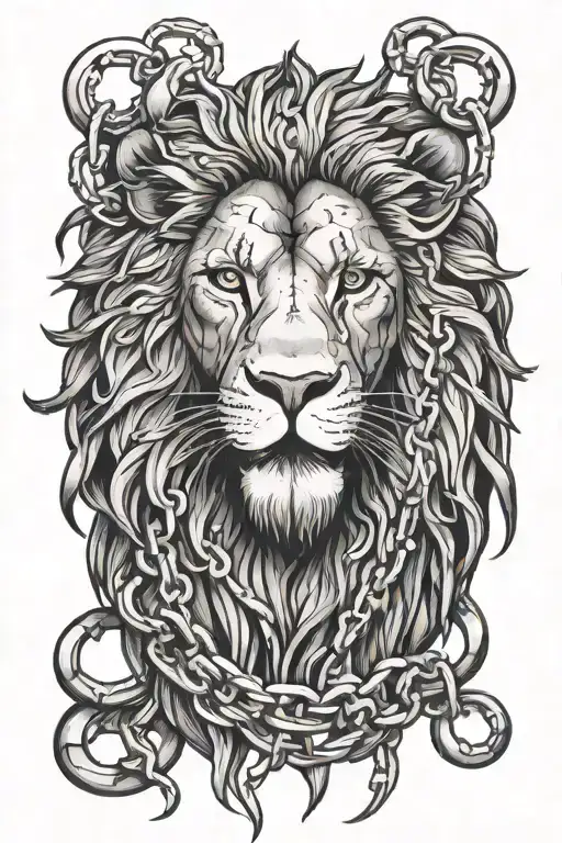 Lion With Chains Wrapped