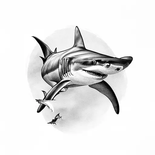A Realistic Black-grey Style Shark Swimming Gracefully