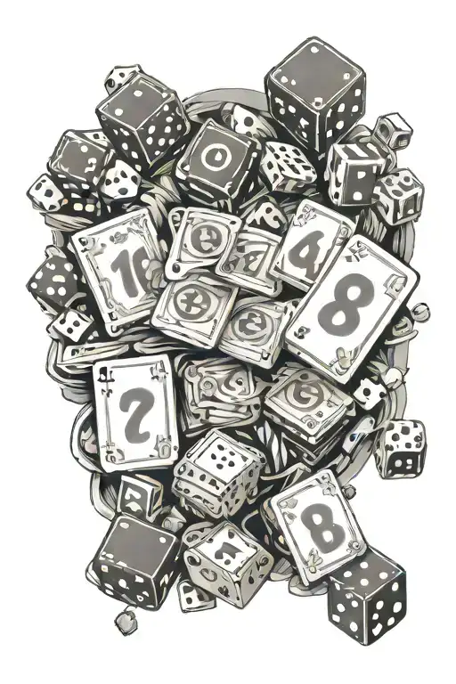 Money Over Every Thing In Font Surrounded By Chips And Dice With 1213B Inside The Di