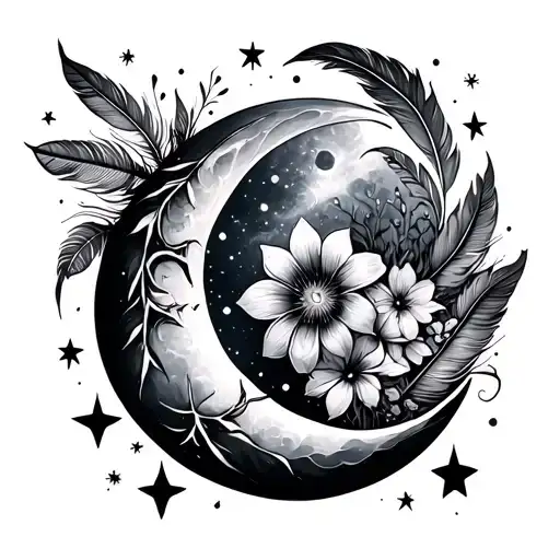 Novemeber Flowes Star Moon And Galaxy With Feathers And Scorpio Stuff