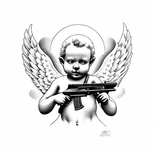 Cherub With Ak47 And Cigar