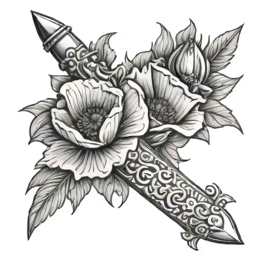Dagger With Poppy Flowers